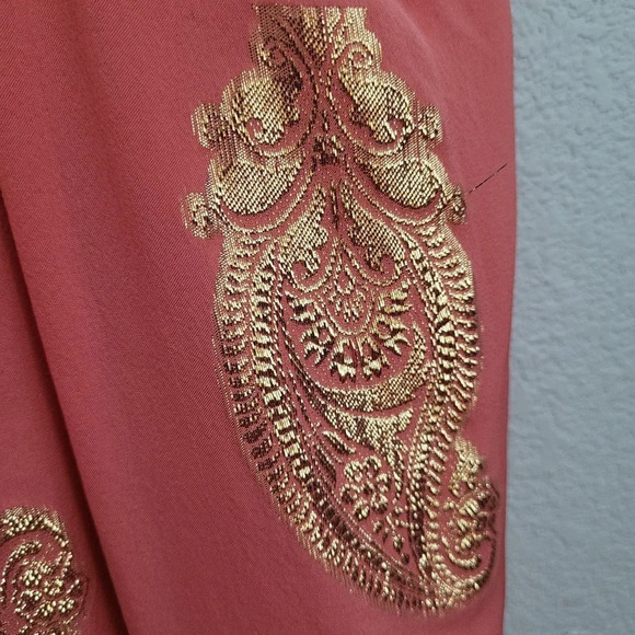 Milly Women's Babydoll Dress Size 2 Pink Paisley Sleeveless V-Neck Pullover - Picture 6 of 10